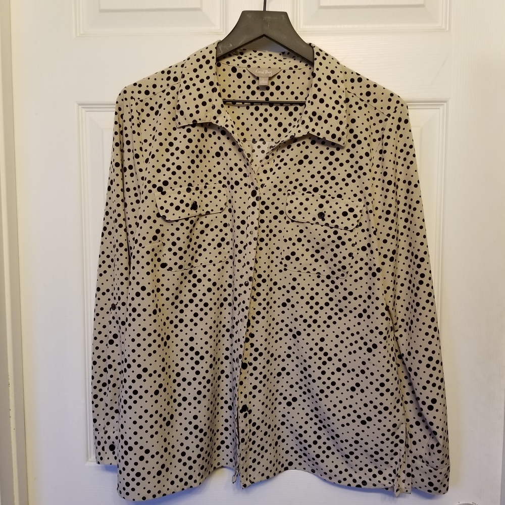 Coral Bay Beige Top with Black Polka Dots